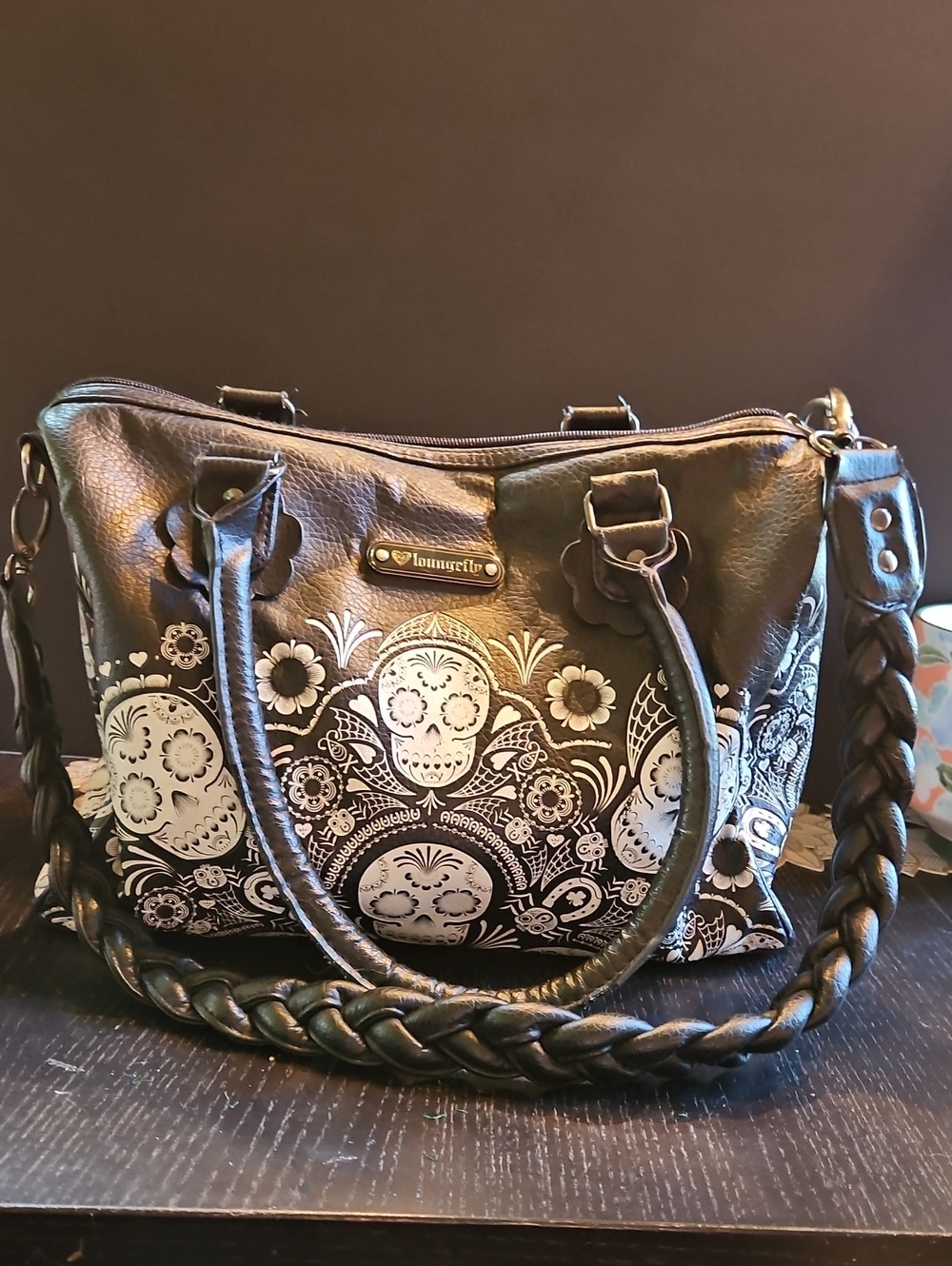 Loungefly Black & White Day of the Dead Shoulder Bag